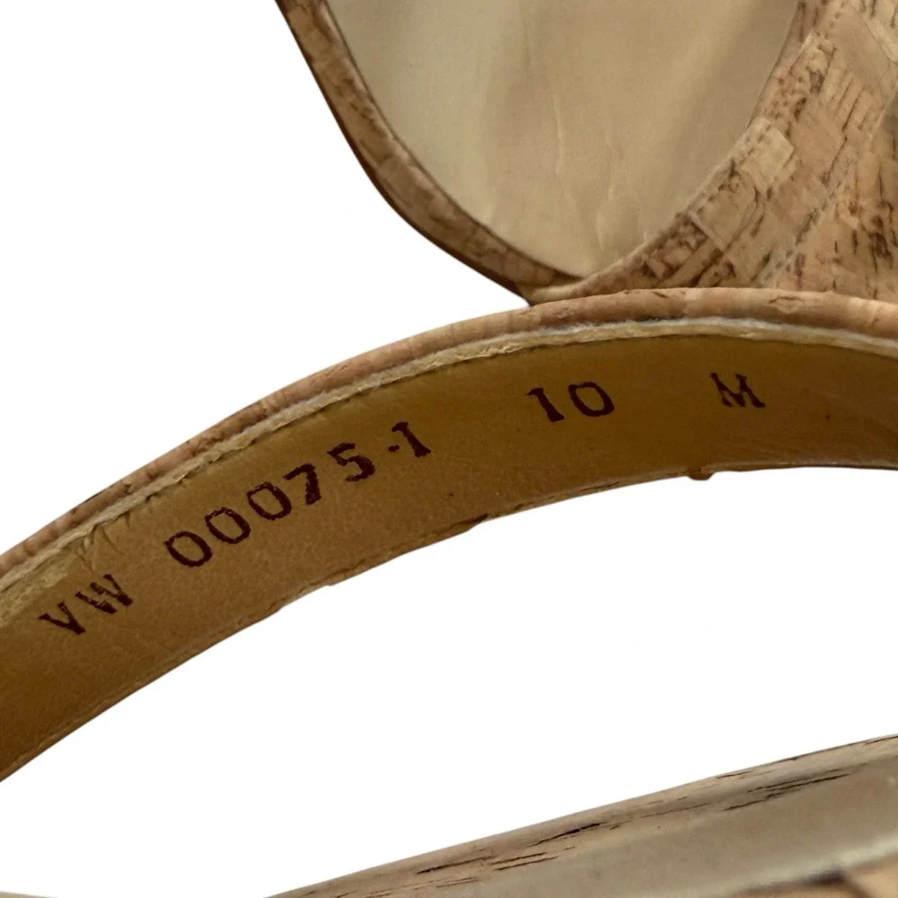 Stuart Weitzman Cork Natural Ankle Strap Block Heel Sandals Tan $398 Size 10